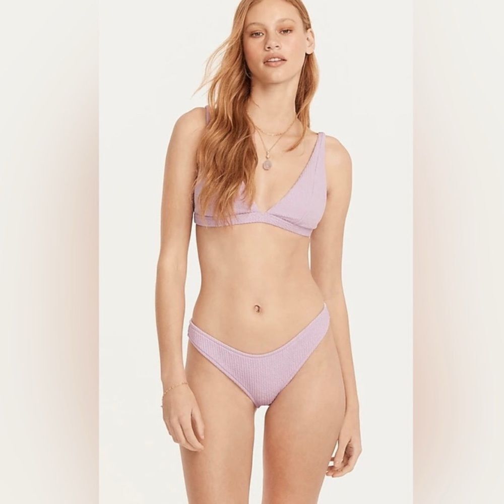 NWT J. Crew Textured plunge bikini top & curved-waist cheeky bottom- Size Medium
